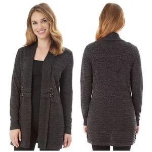 Apt 9 Charcoal Gray Cardigan, Women's Small, Open Front, Long Sleeves